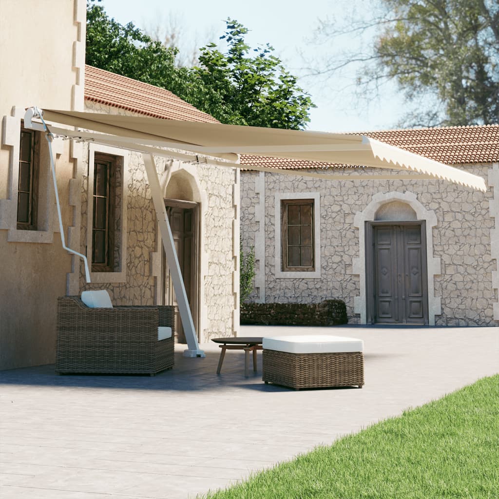 vidaXL Samostatne stojaca automatická markíza 450x300 cm krémová