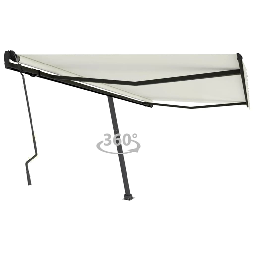vidaXL Samostatne stojaca ručne zaťahovacia markíza 450x300 cm krémová