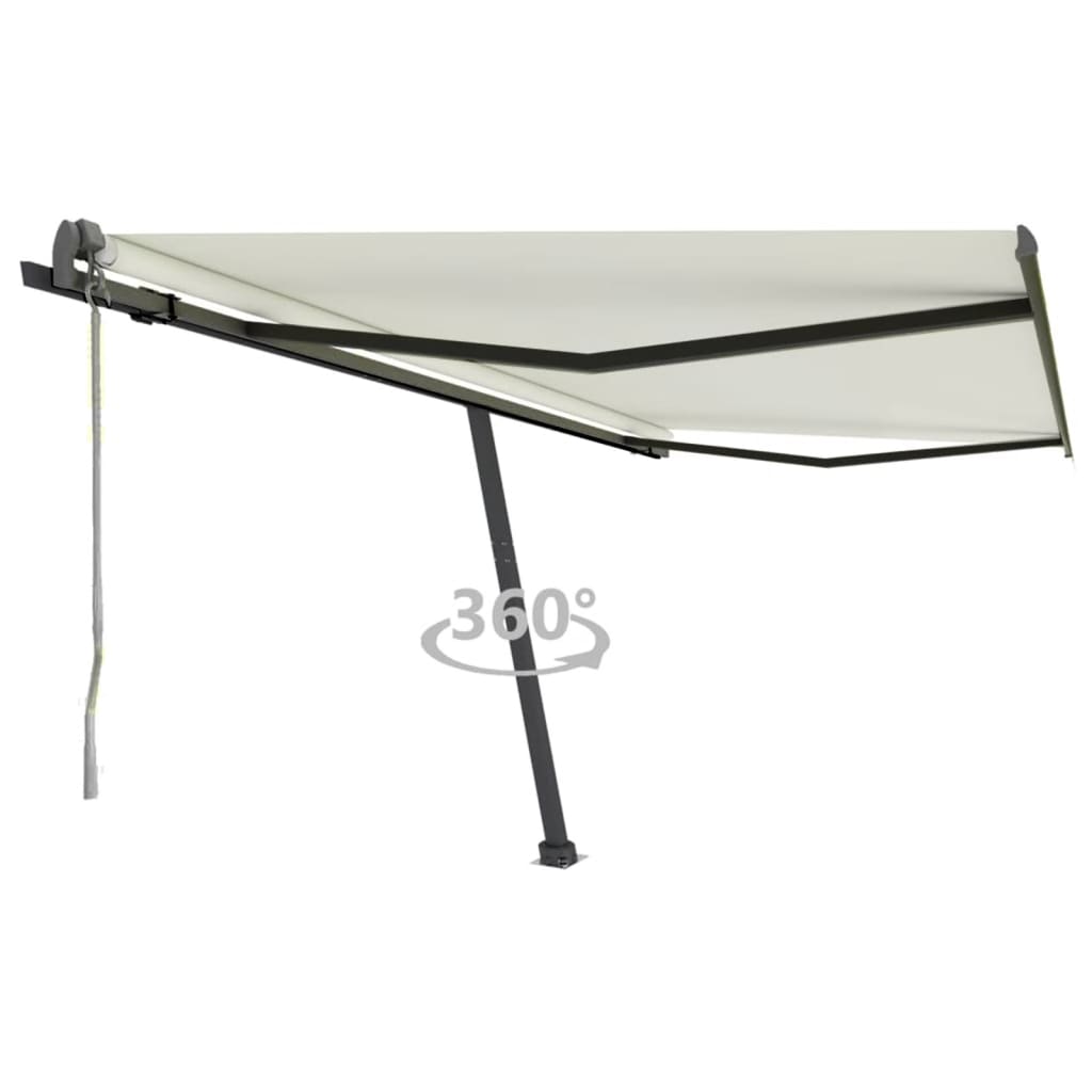 vidaXL Samostatne stojaca automatická markíza 450x300 cm krémová