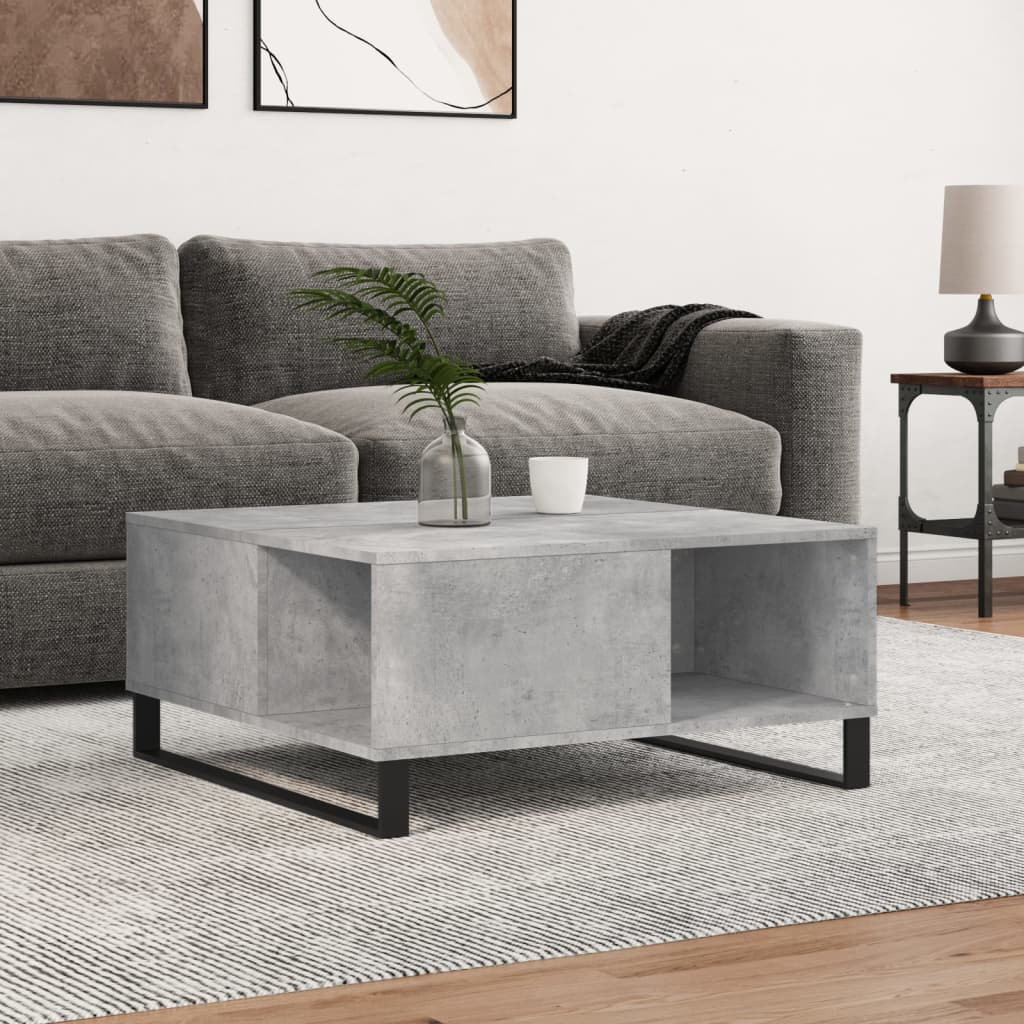 vidaXL Konferenčný stolík betónový sivý 80x80x36,5 cm spracované drevo