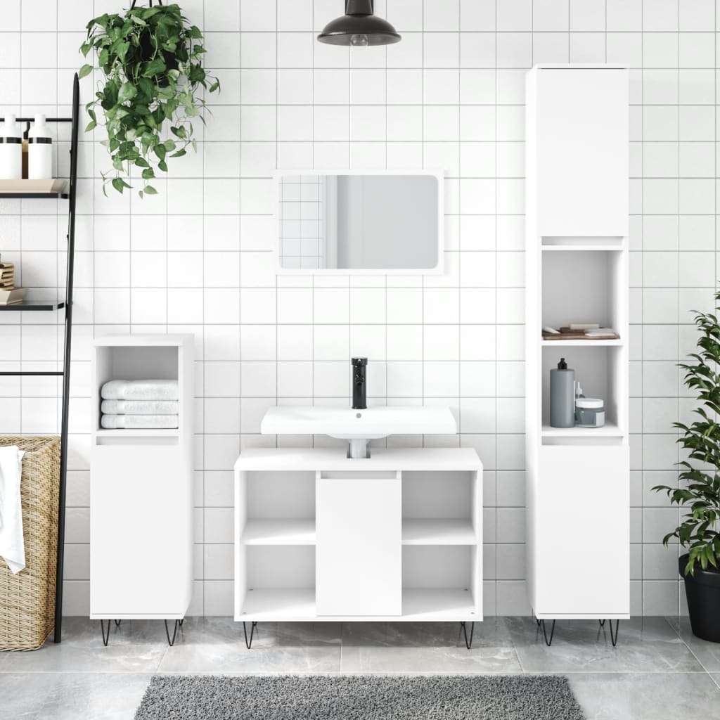 vidaXL 3-dielna sada kúpeľňového nábytku biela kompozitné drevo