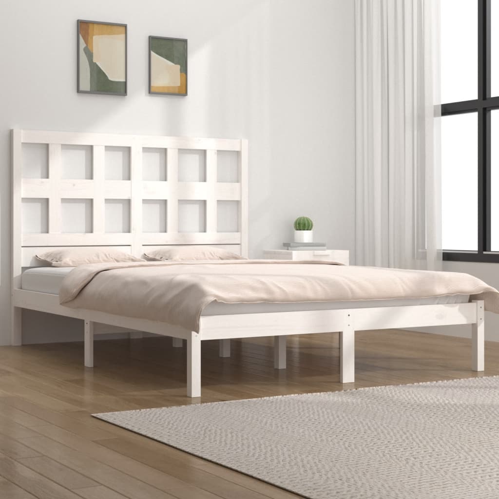 vidaXL Posteľ bez matraca biely 150x200 cm masívna borovica