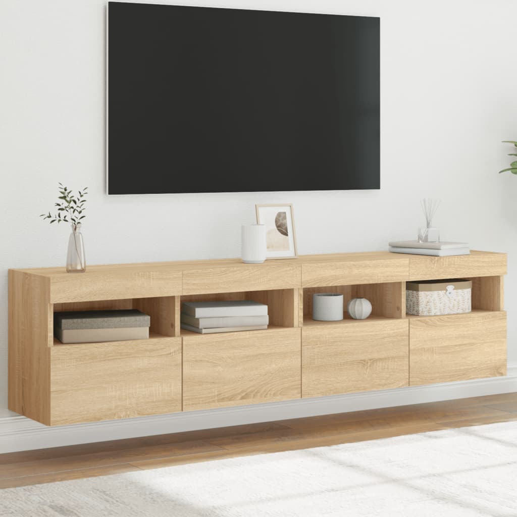 vidaXL TV nástenné skrinky s LED svetlami 2 ks dub sonoma 80x30x40 cm