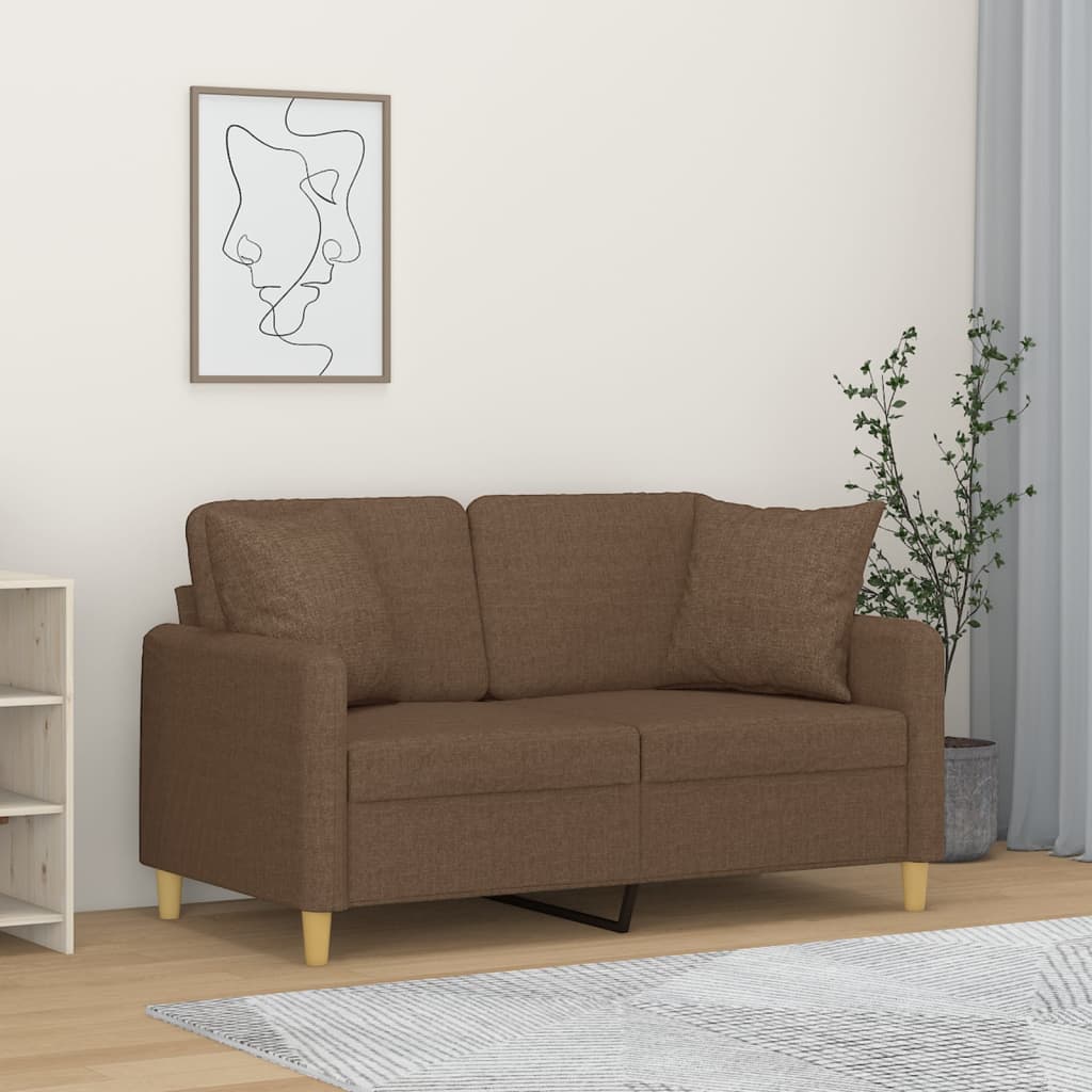 vidaXL 2-miestna pohovka s vankúšmi hnedá 120 cm látka