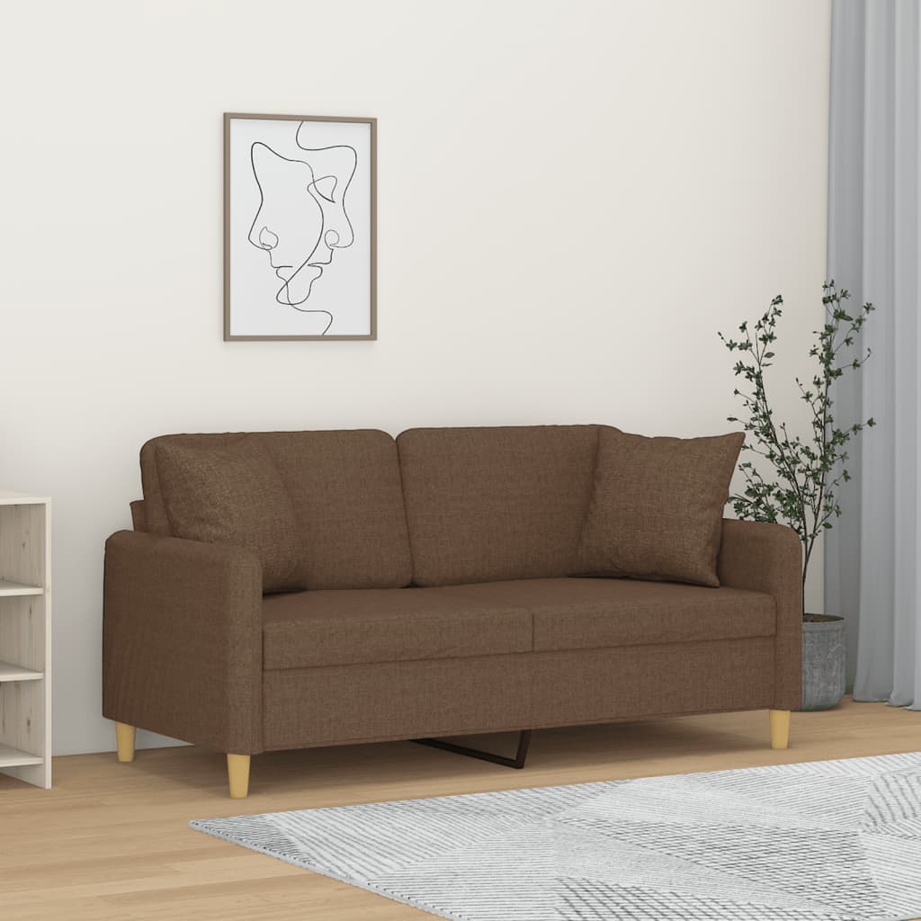 vidaXL 2-miestna pohovka s vankúšmi hnedá 140 cm látka