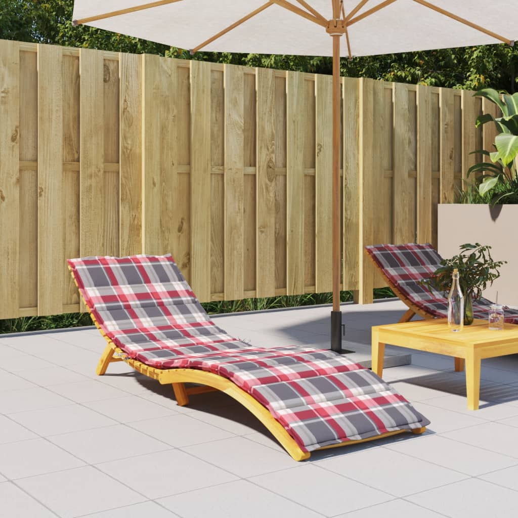 vidaXL Podložka na ležadlo, červené kocky 200x70x3 cm, oxfordská látka