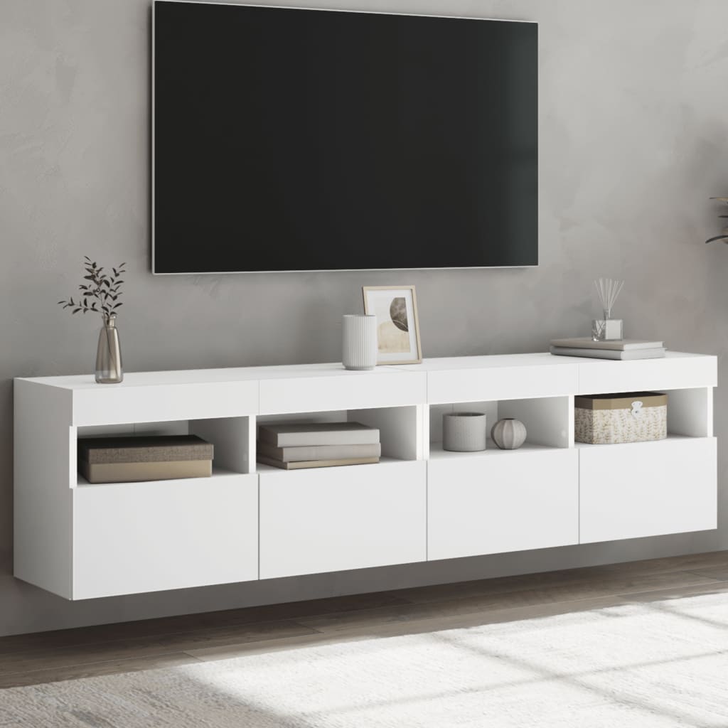 vidaXL TV nástenné skrinky s LED svetlami 2 ks biele 80x30x40 cm