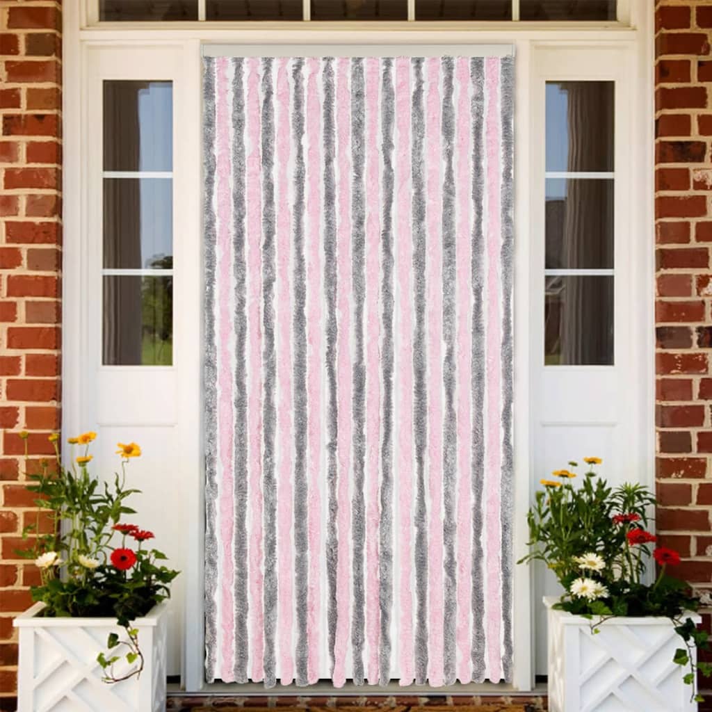 vidaXL Záves proti hmyzu, strieborno sivo ružový 90x220 cm, ženilka