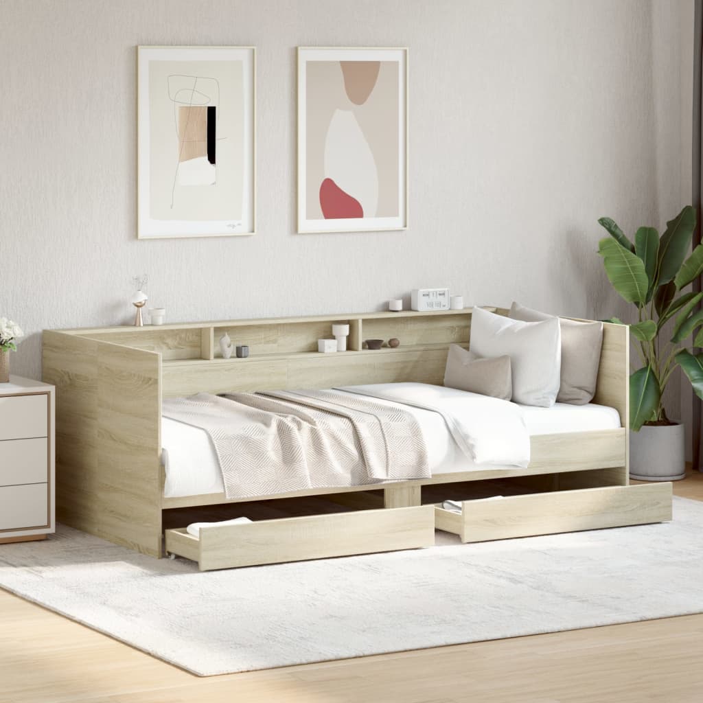 vidaXL Váľanda so zásuvkami bez matraca dub sonoma 75x190 cm