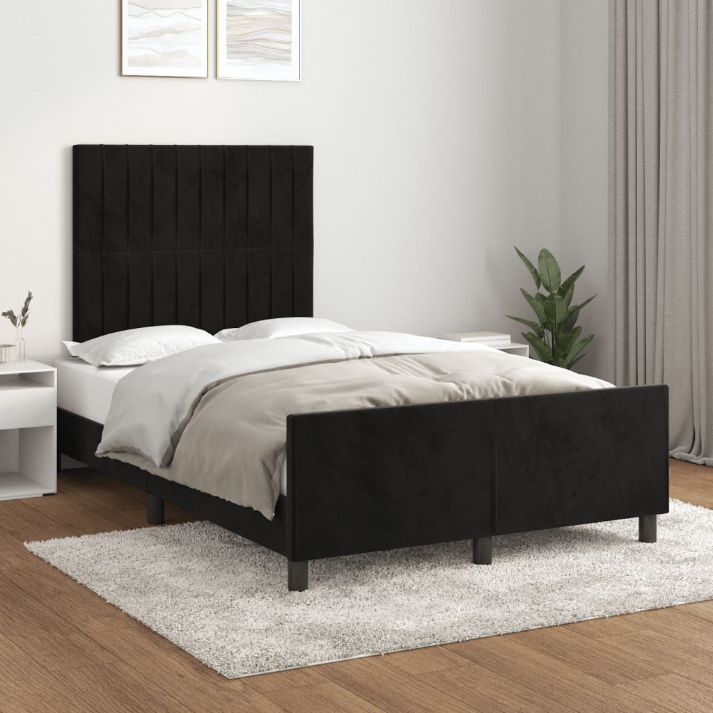 vidaXL Posteľ bez matracom čierna 120x190 cm zamat