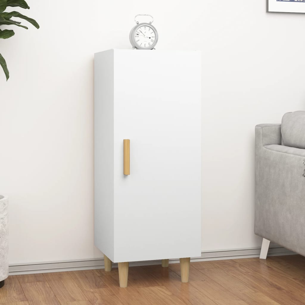 vidaXL Komoda biela 34,5x34x90 cm spracované drevo