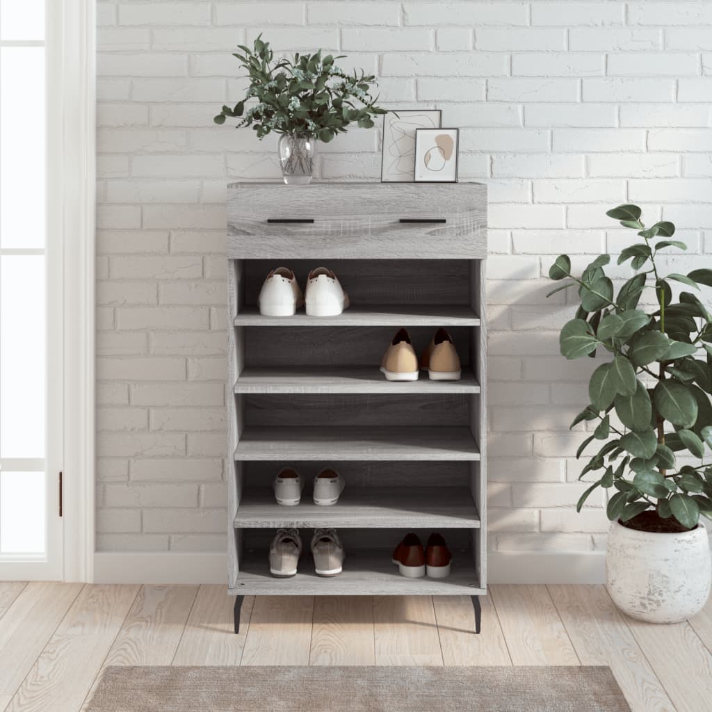 vidaXL Botník sivý dub sonoma 60x35x105 cm kompozitné drevo
