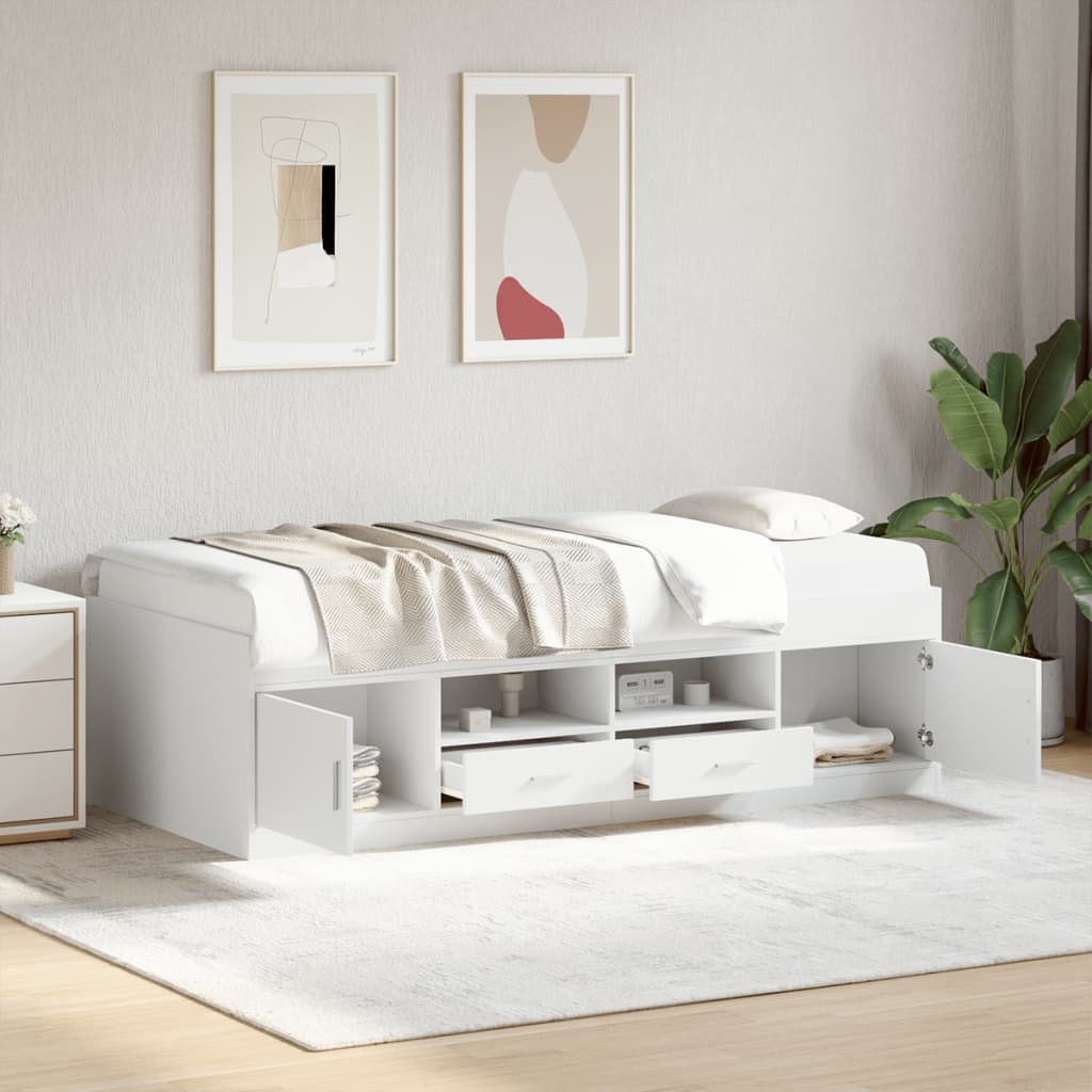 vidaXL Váľanda so zásuvkami bez matraca biela 90x200 cm