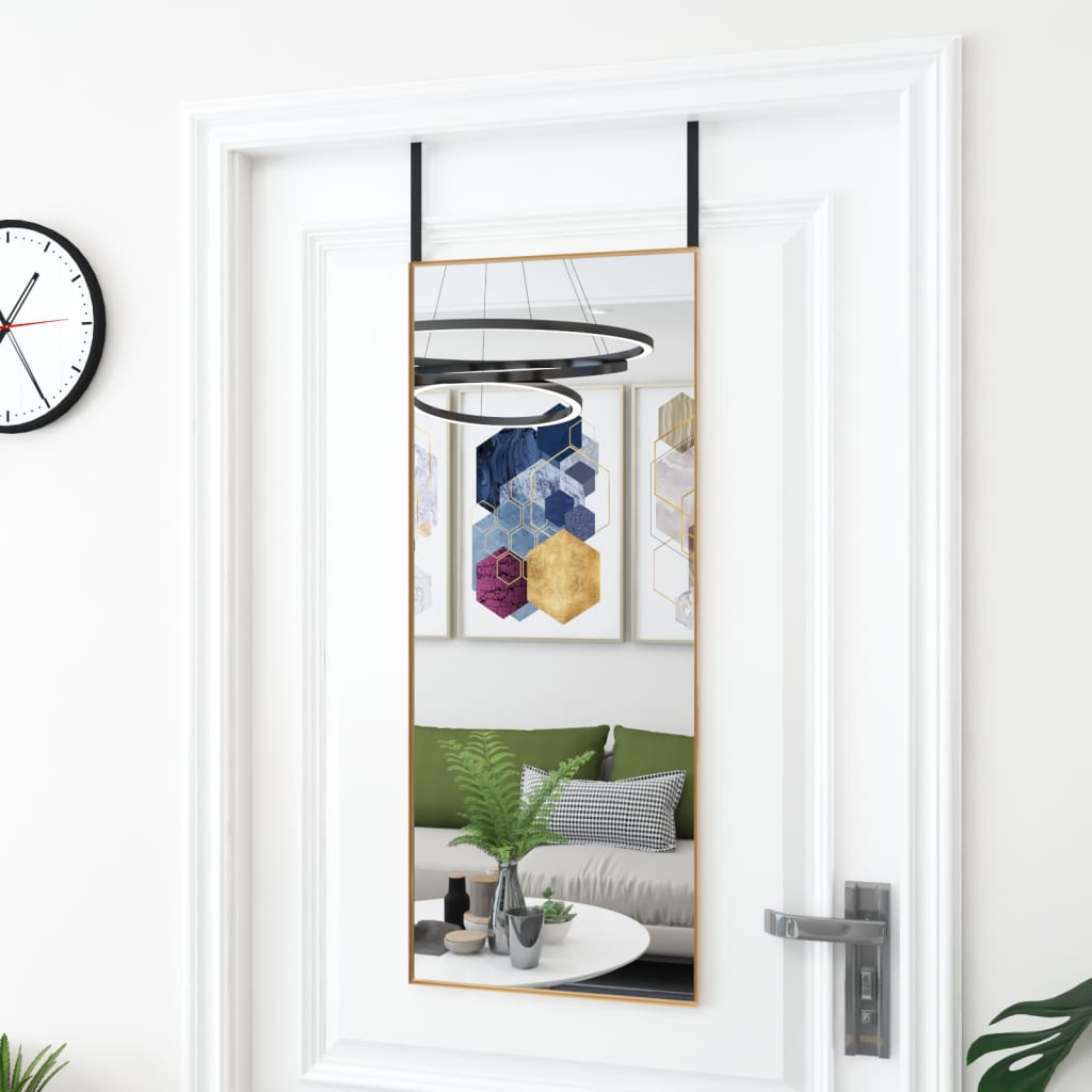 vidaXL Zrkadlo na dvere zlaté 40x100 cm sklo a hliník