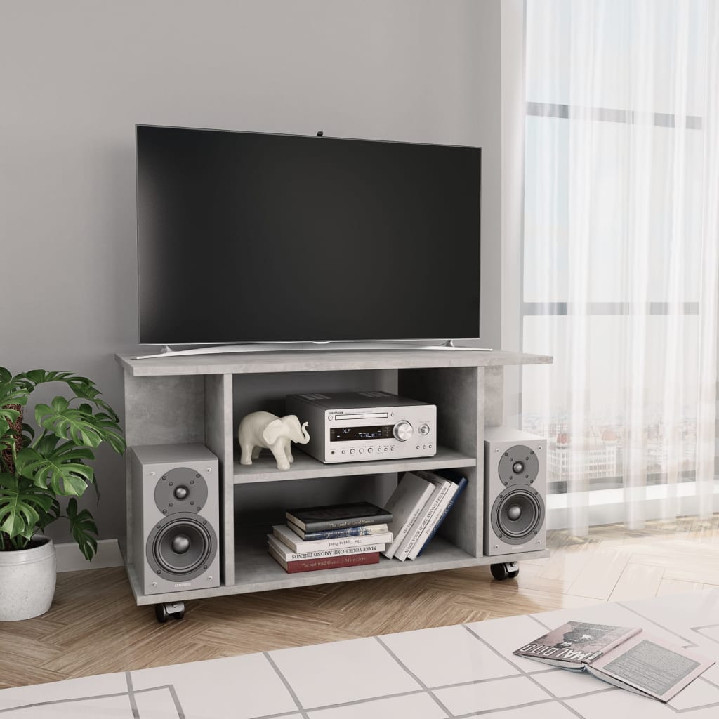 vidaXL TV skrinka s kolieskami betónovo-sivá 80x40x45 cm