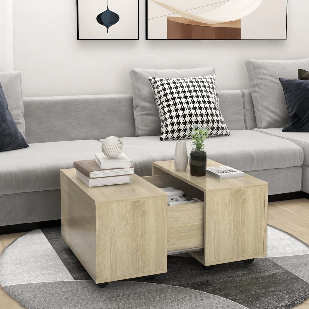 vidaXL Konferenčný stolík, dub sonoma 60x60x38 cm, kompozitné drevo