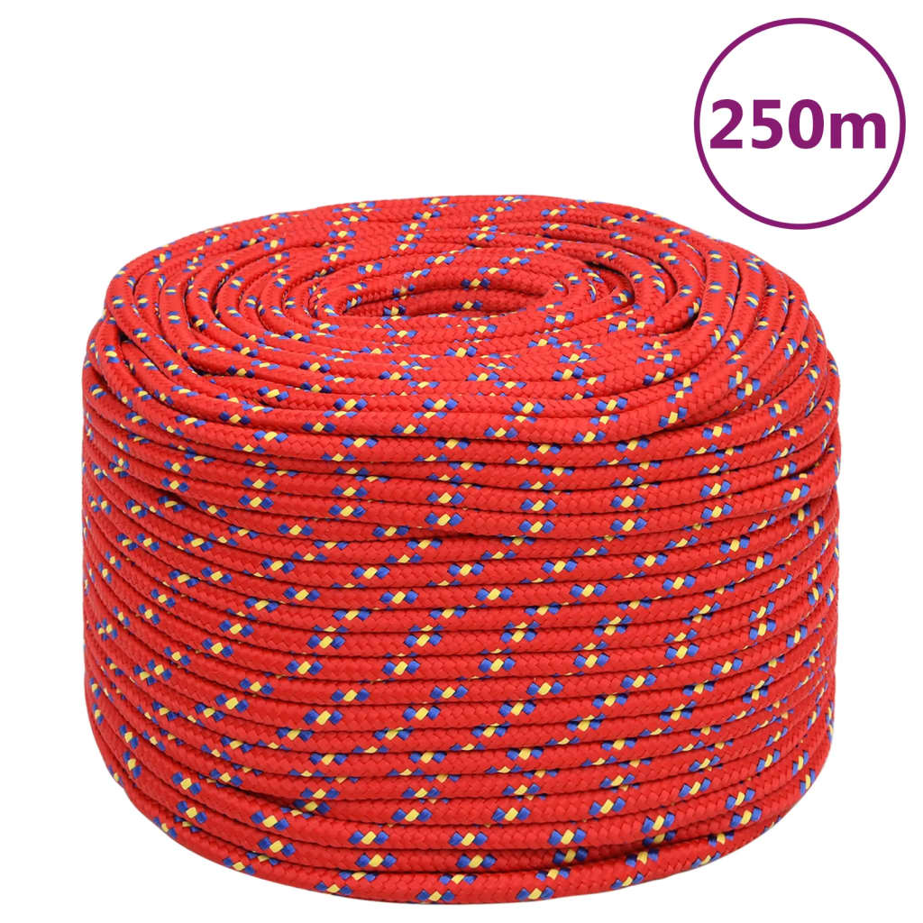 vidaXL Lodné lano červené 8 mm 250 m polypropylén