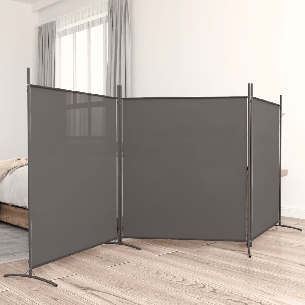 vidaXL 3-panelový paraván antracitový 525x180 cm látkový