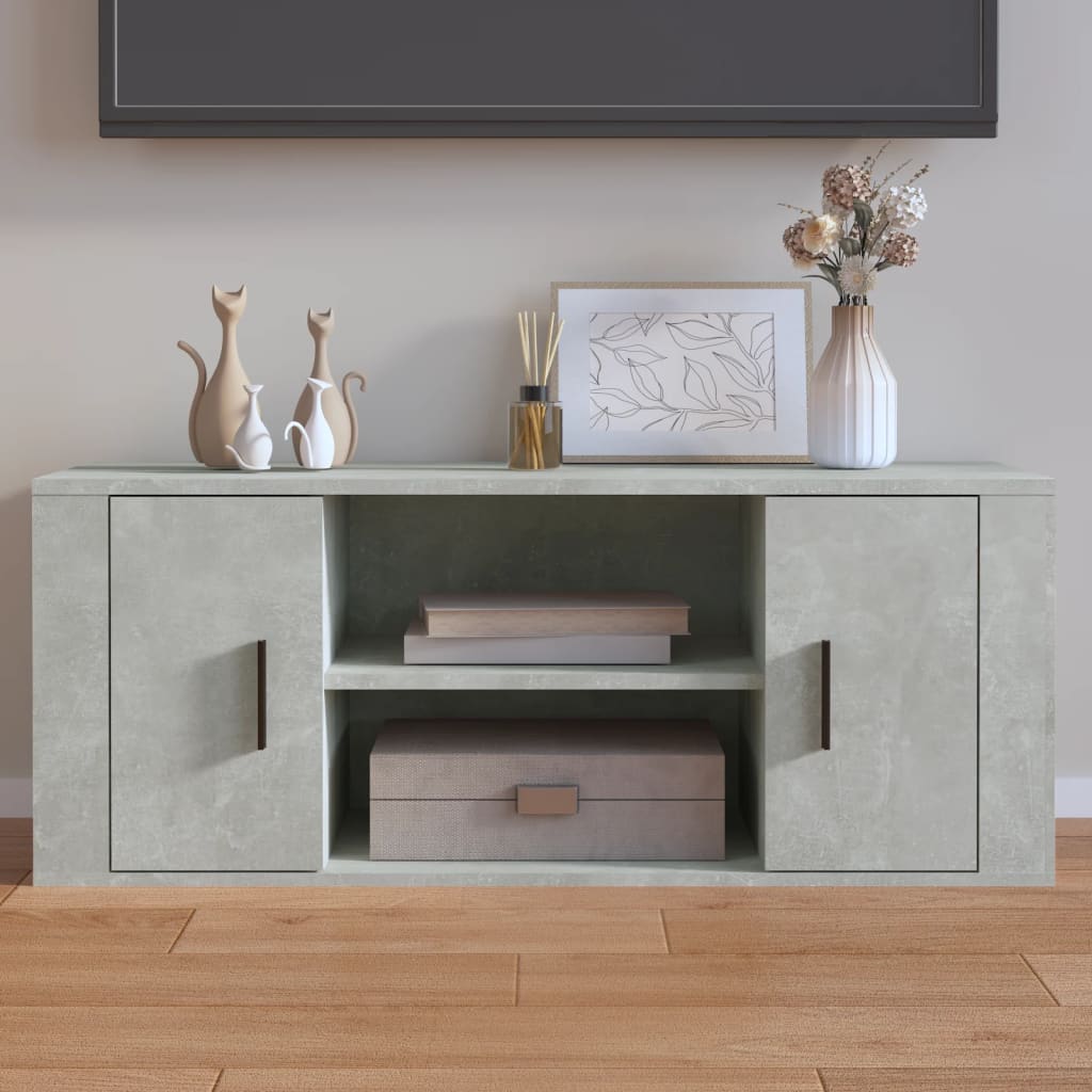 vidaXL TV skrinka betónová sivá 100x35x40 cm spracované drevo