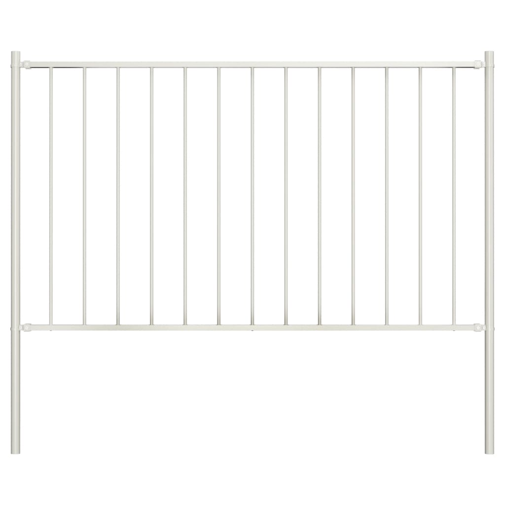 vidaXL Plotový panel so stĺpikmi, práškovaná oceľ 1,7x0,75 m, biely
