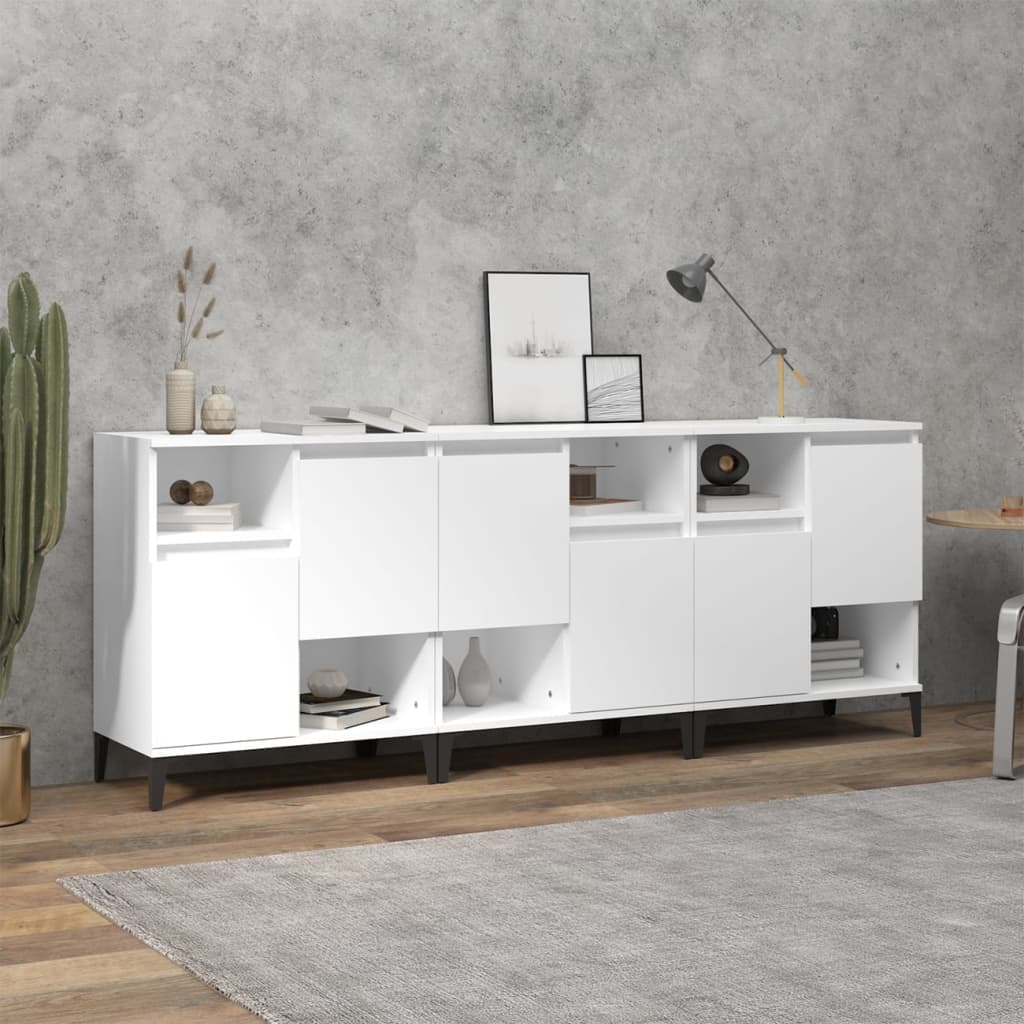 vidaXL Komody 3 ks biele 60x35x70 cm kompozitné drevo