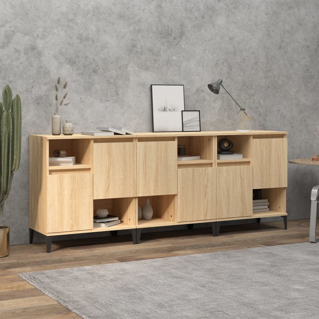 vidaXL Komody 3 ks dub sonoma 60x35x70 cm kompozitné drevo