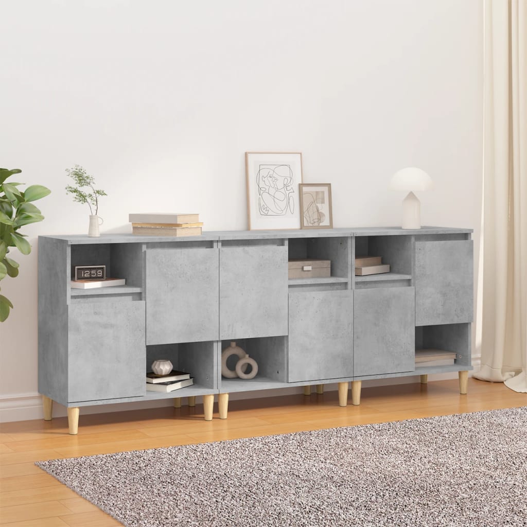 vidaXL Komody 3 ks betónovo sivé 60x35x70 cm kompozitné drevo