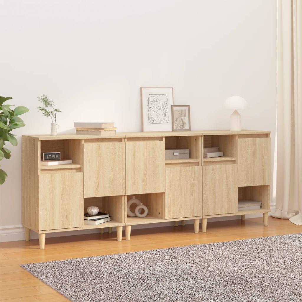 vidaXL Komody 3 ks dub sonoma 60x35x70 cm kompozitné drevo