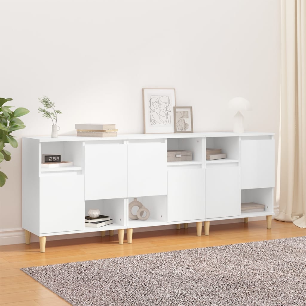 vidaXL Komody 3 ks biele 60x35x70 cm kompozitné drevo