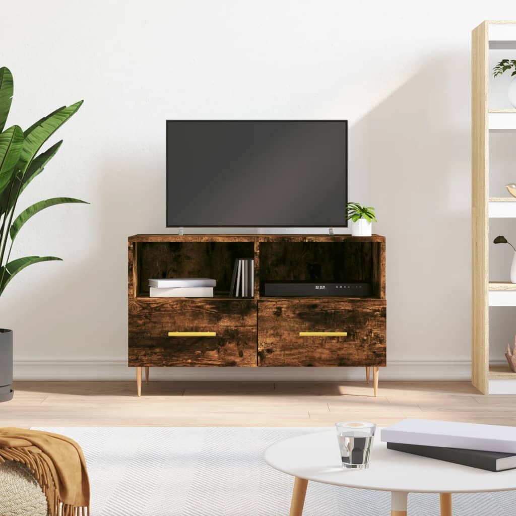 vidaXL TV skrinka dymový dub 80x36x50 cm spracované drevo