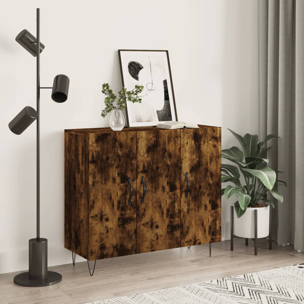vidaXL Komoda dymový dub 90x34x80 cm kompozitné drevo