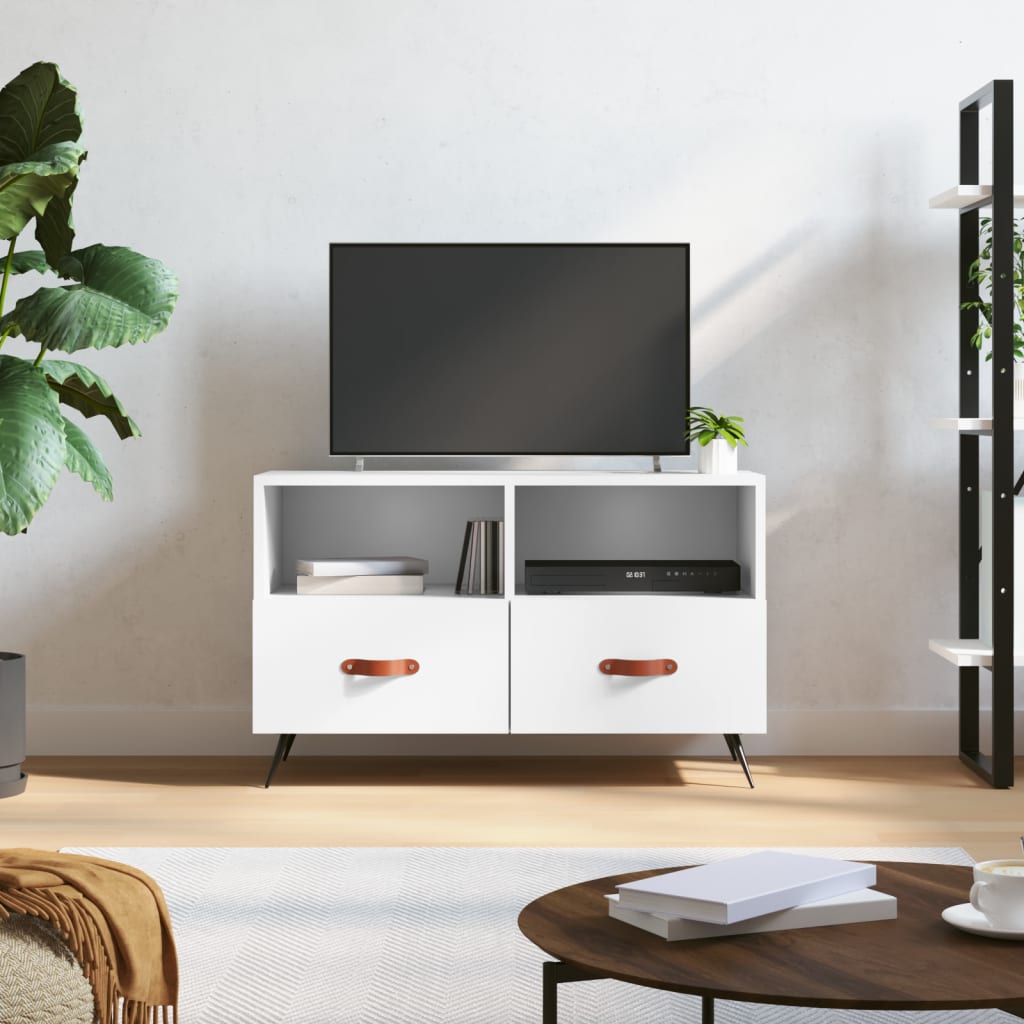 vidaXL TV skrinka biela 80x36x50 cm spracované drevo