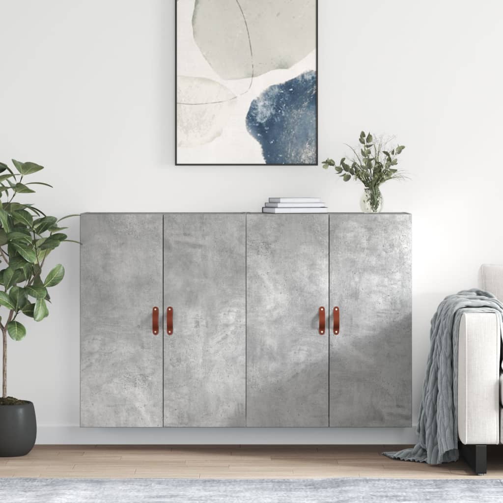 vidaXL Nástenné skrinky 2 ks betónové sivé 69,5x34x90 cm