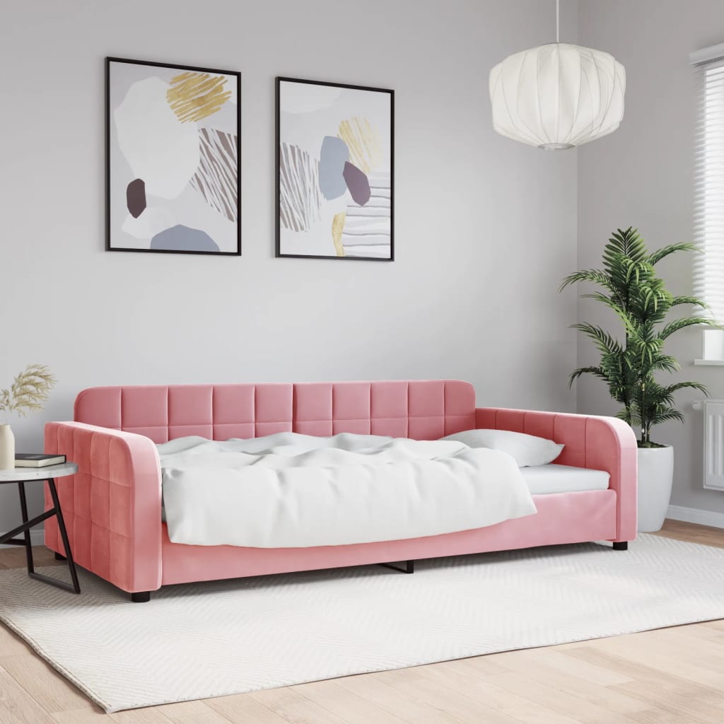vidaXL Denná posteľ ružová 100x200 cm zamat