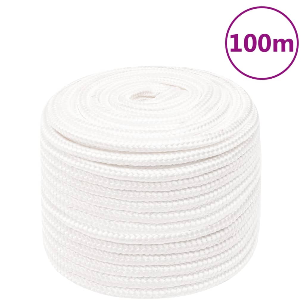 vidaXL Lodné lano biele 12 mm 100 m polypropylén