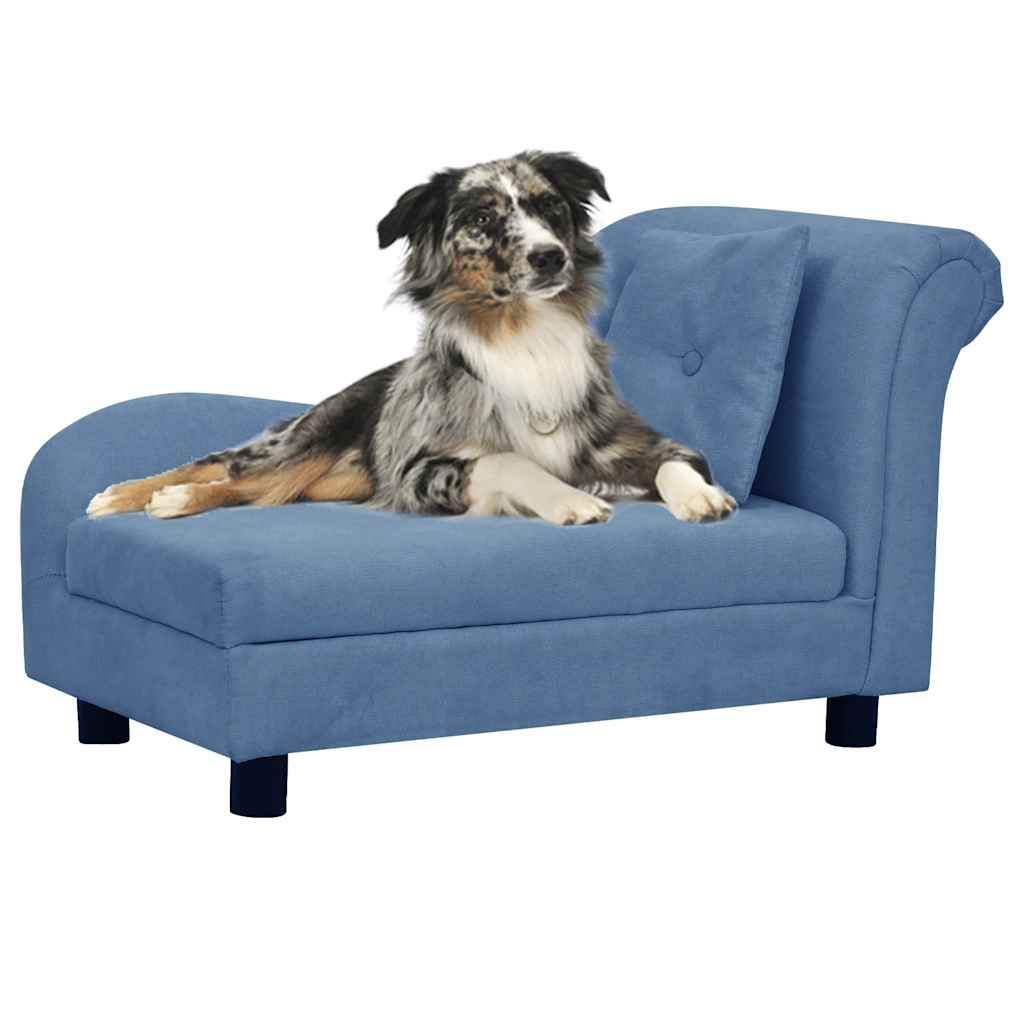 vidaXL Pelech pre psa s vankúšom modrý 83x44x44 cm plyš