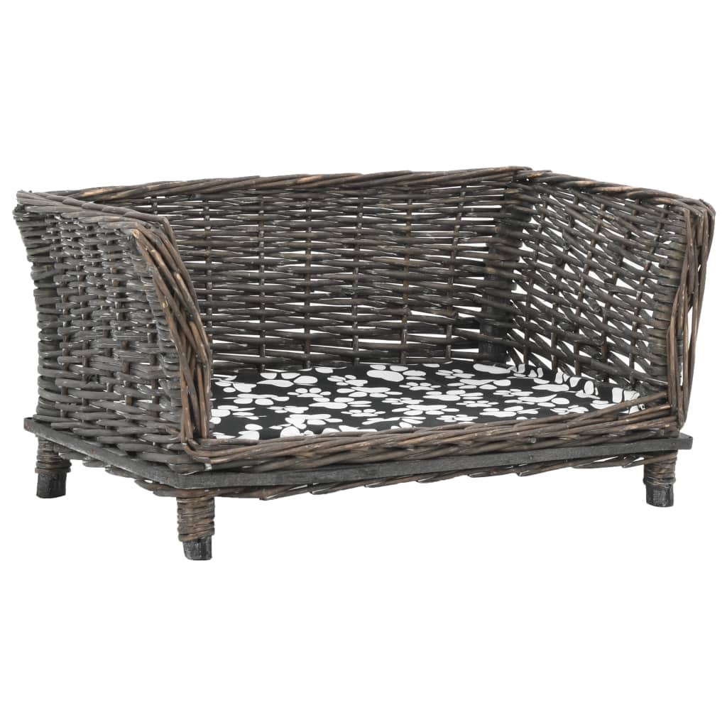 vidaXL Košík pre psa s vankúšom, sivý 50x33x30 cm, prírodná vŕba