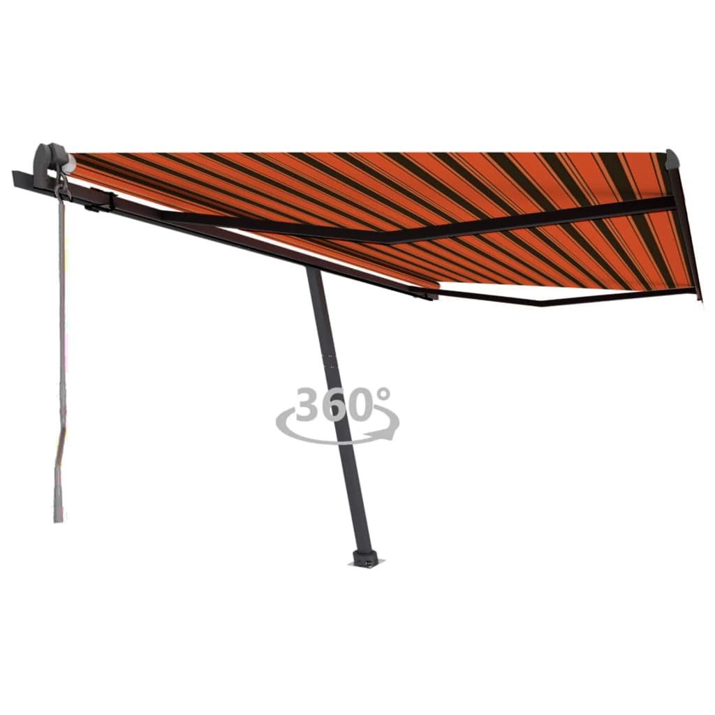vidaXL Samostatne stojaca ručná markíza 450x350 cm oranžovo-hnedá