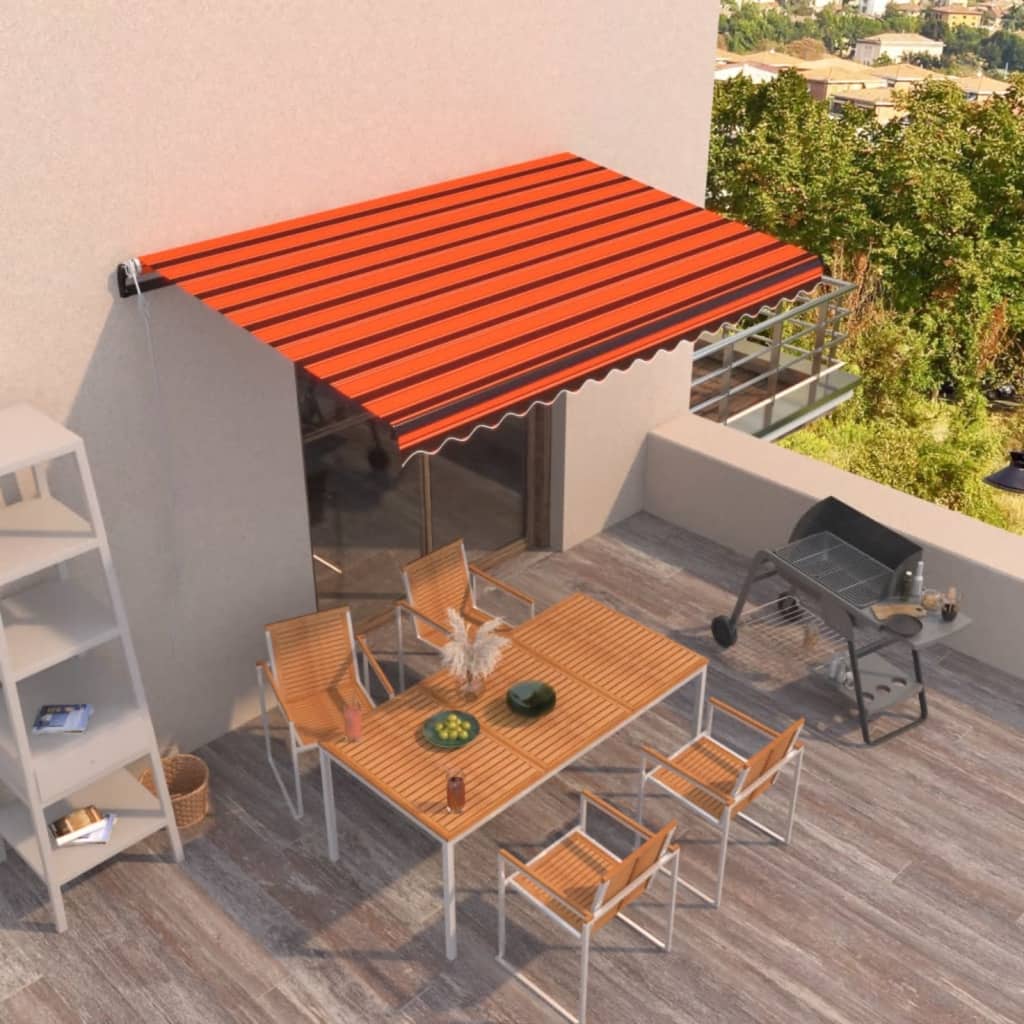 vidaXL Automaticky zaťahovacia markíza 450x350 cm oranžová a hnedá