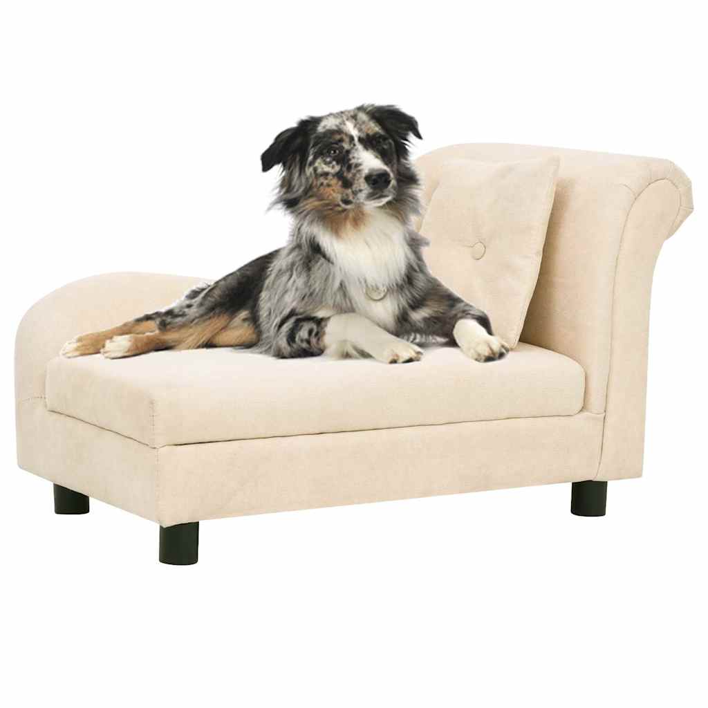 vidaXL Pelech pre psa s vankúšom krémový 83x44x44 cm plyš