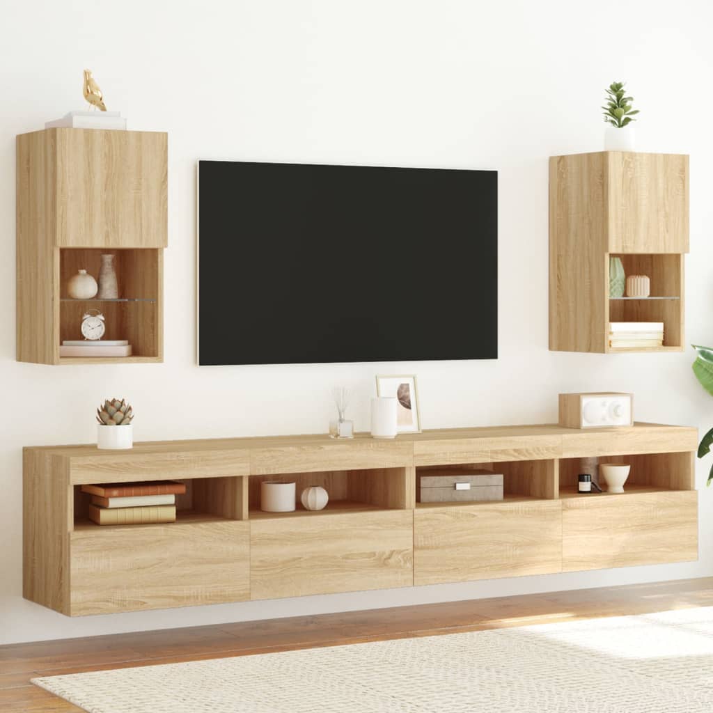 vidaXL TV skrinky s LED svetlami 2 ks dub sonoma 30,5x30x60 cm