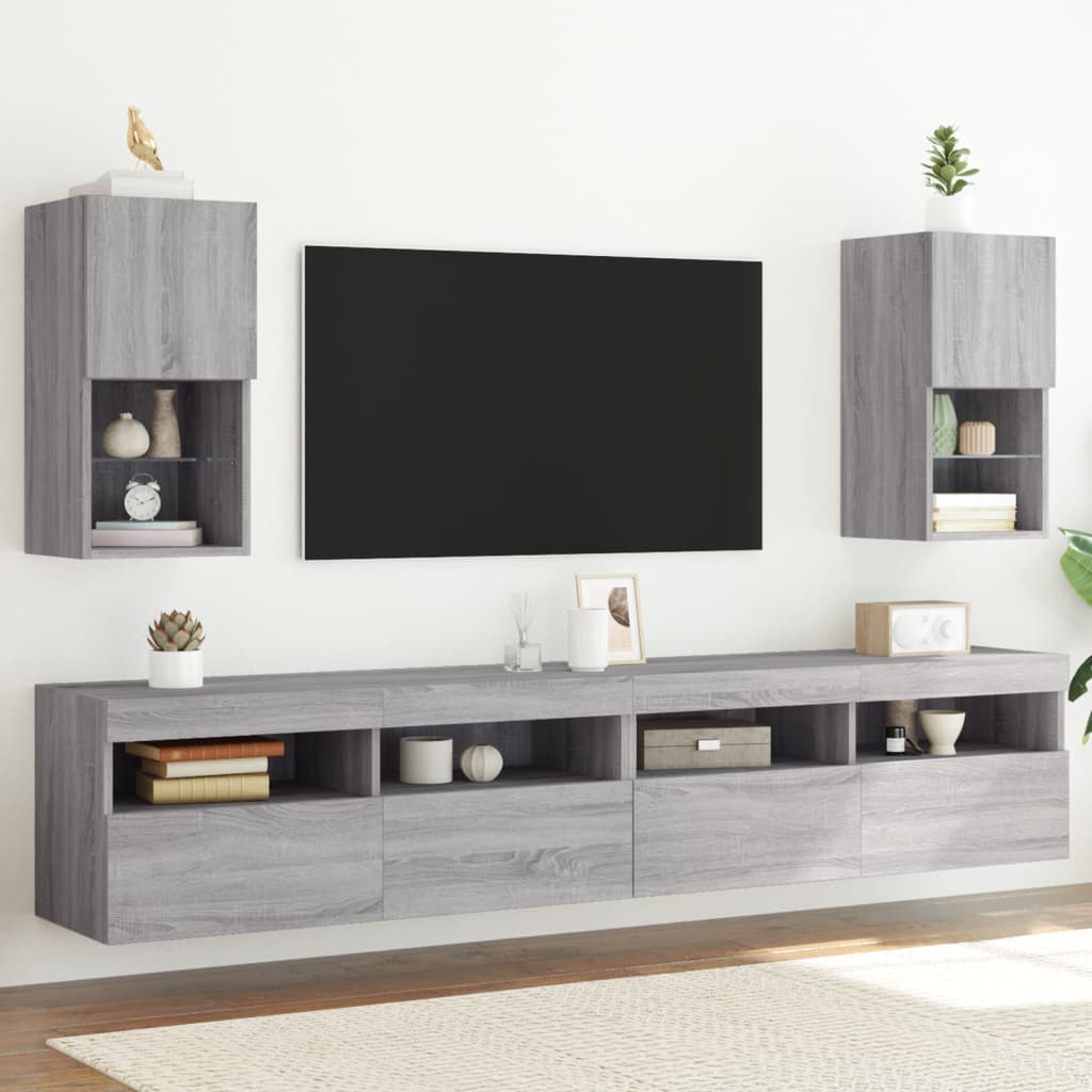 vidaXL TV skrinky s LED svetlami 2 ks sivé sonoma 30,5x30x60 cm