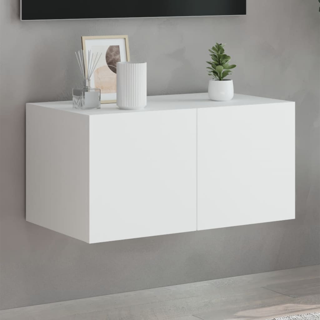 vidaXL TV nástenná skrinka s LED svetlami biela 60x35x31 cm