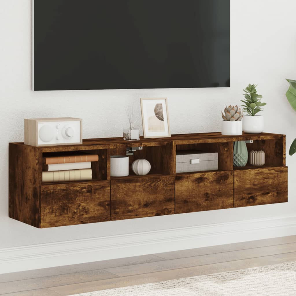 vidaXL TV nástenné skrinky 2 ks dymový dub 60x30x30cm kompozitné drevo