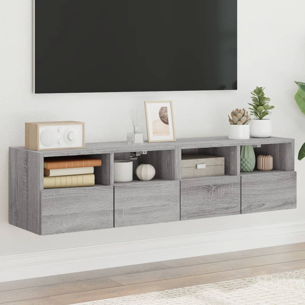 vidaXL TV nástenné skrinky 2ks sivé sonoma 60x30x30cm kompozitné drevo