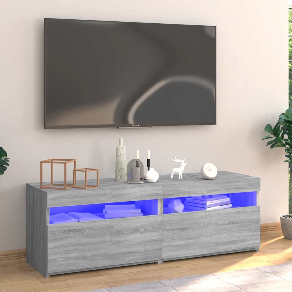 vidaXL TV skrinka s LED, sivý dub sonoma 120x35x40 cm