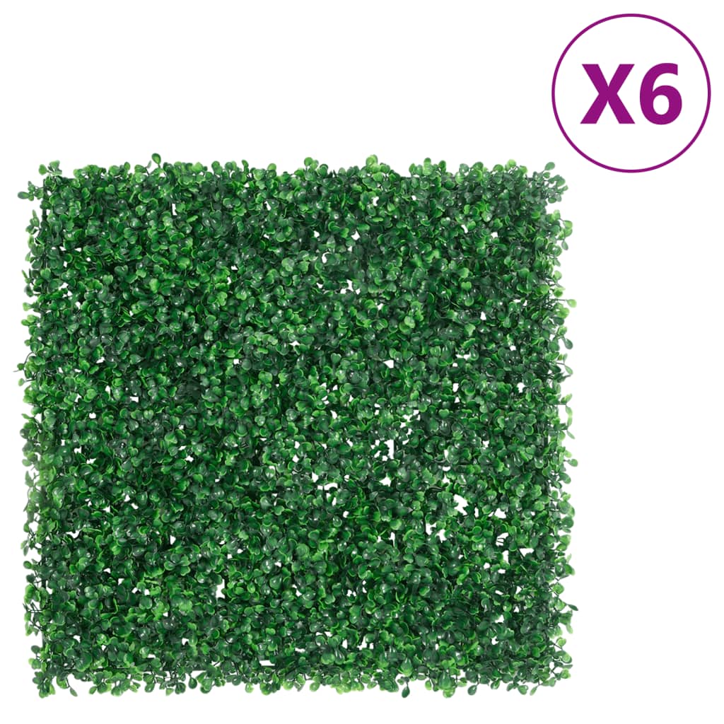 vidaXL Umelý plot z listových kríkov 6 ks zelený 50x50 cm