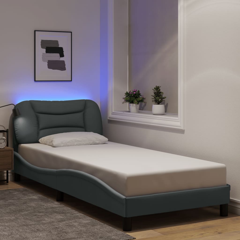 vidaXL Posteľ s LED bez matraca bledosivý 90x190 cm látka