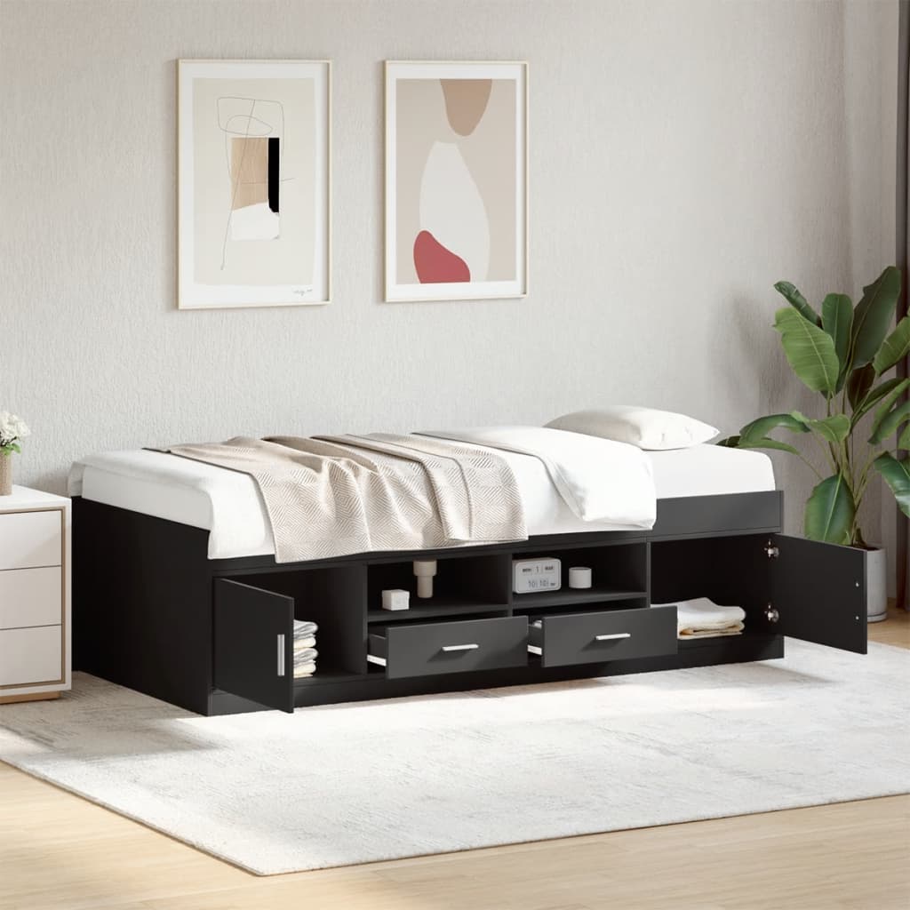 vidaXL Váľanda so zásuvkami bez matraca čierna 100x200 cm