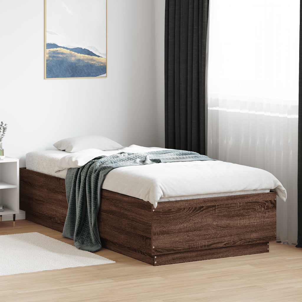 vidaXL Posteľný rám hnedý dub 100x200 cm kompozitné masív